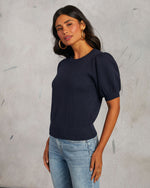Blue % Livia Puff Sleeve Knit Sweater Top-3