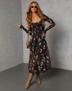 Dried Bloom Printed Maxi Dress