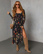 Dried Bloom Printed Maxi Dress