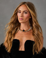 Late Reservations Chunky Coiled Choker Oval Pendant Necklace