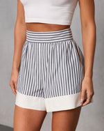 Sea Lune Striped Contrast Hem Short