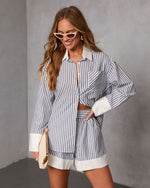 Sea Lune Striped Contrast Hem Short