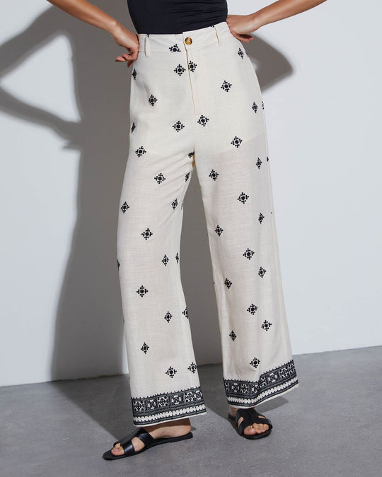 Kristy Printed Linen Trousers