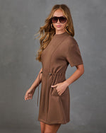 Layover Lounge Drawstring Waist Soft Form Mini Dress