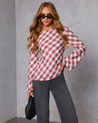 Enez Plaid Asymmetric Hem Top