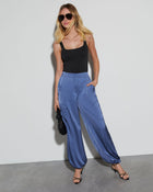 Denim Blue % Alana Wide Leg Satin Pants-1