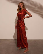 Jackie Satin Jacquard Waist Tie Jumpsuit