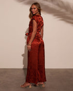 Jackie Satin Jacquard Waist Tie Jumpsuit