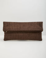 Wilma Woven Faux Suede Foldover Clutch