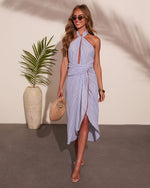 Pool Days Striped Halter Neck Midi Dress