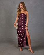 Fable Darling Satin Polka Dot Maxi Dress