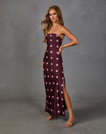 Fable Darling Satin Polka Dot Maxi Dress