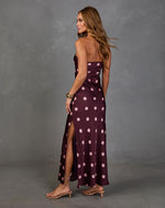 Fable Darling Satin Polka Dot Maxi Dress