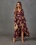 Amber Blossom Surplice Floral Maxi Dress