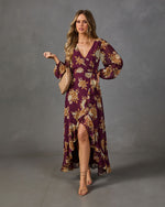 Amber Blossom Surplice Floral Maxi Dress