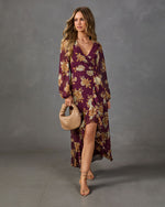 Amber Blossom Surplice Floral Maxi Dress