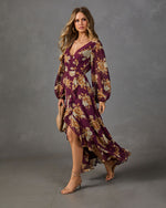 Amber Blossom Surplice Floral Maxi Dress