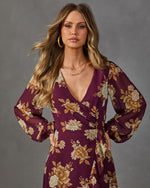 Amber Blossom Surplice Floral Maxi Dress