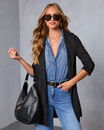 Black % Kathlyn Open Front Jacket-5