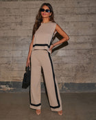 Taupe/Black % Cool Again Contrast Trim Pants-1