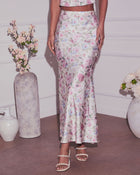 Tea For Two Floral Satin Maxi Skirt