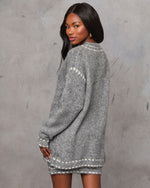 Posy Contrast Stitching Long Sleeve Cardigan