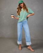 Whispering West Striped Oversized Top