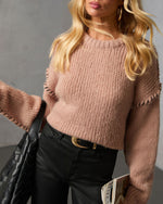 Mauve % Snoozy Sundays Contrast Knit Trim Sweater-5