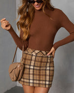 Brown % Tobey Ribbed Mock Neck Sweater-5