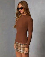 Brown % Tobey Ribbed Mock Neck Sweater-3