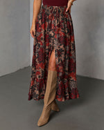 Burgundy % Levvie Front Tie Maxi Skirt-2