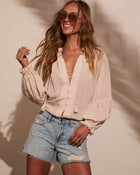 Armen Tassel Tie Peasant Top