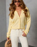 Yellow Stripe % Sicilie Striped Knit Cardigan-1