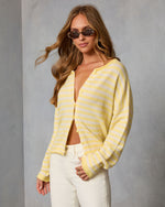 Yellow Stripe % Sicilie Striped Knit Cardigan-3