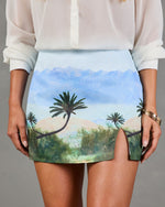 Summer Nights Tropical Novelty Print Mini Skirt