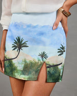 Summer Nights Tropical Novelty Print Mini Skirt