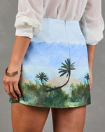Summer Nights Tropical Novelty Print Mini Skirt