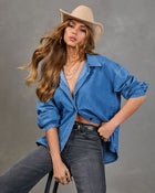 Blue Treasure Denim Button Down Top