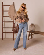 Camel Print % Stable Standard Horse Motif Sweater-2