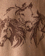 Camel Print % Stable Standard Horse Motif Sweater-6