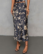 Spiced Honey Printed Satin Midi Skirt