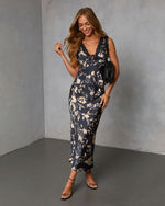 Spiced Honey Printed Satin Midi Skirt