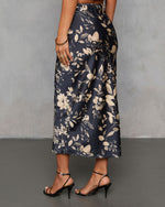 Spiced Honey Printed Satin Midi Skirt