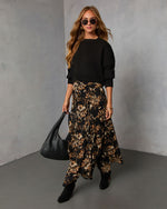 Autumn Fern Printed Midi Skirt