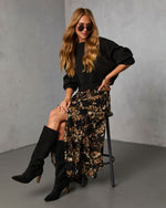 Autumn Fern Printed Midi Skirt