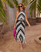 Black % Costa Chic Matching Crochet Maxi Skirt with Fringe-1