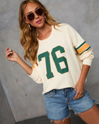 Cream/Green % 76 Jersey Long Sleeve Graphic Sweatshirt-1