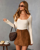 Cream % Samie Sweetheart Neckline Top-1