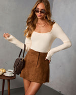 Cream % Samie Sweetheart Neckline Top-6