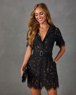 Joyful Bond Lace Short Sleeve Mini Dress